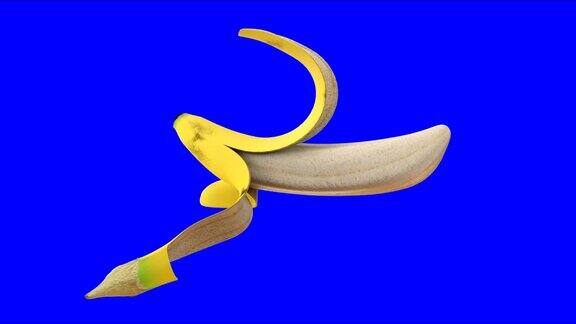 剥香蕉-逼真的香蕉3D剥-三维动画逼真的香蕉弹出在屏幕的右上角并剥了顺序带有alpha通道的3D动画