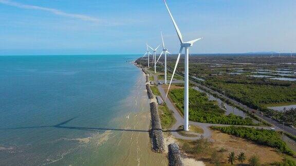 风车发电海景