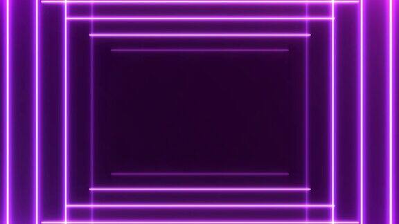 抽象的霓虹灯框架在黑色的背景激光显示循环动画4k的视频