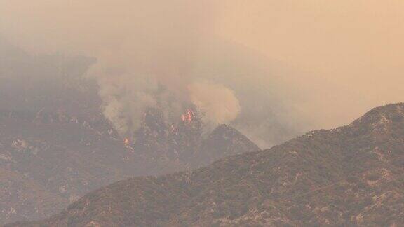 洛杉矶附近的一场山火正在燃烧