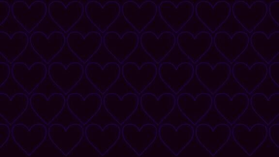 黑色空间上的霓虹紫色心形图案
