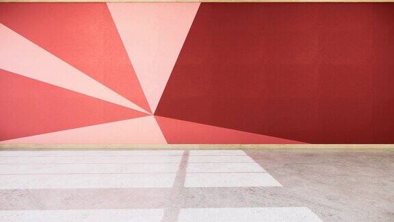 色彩斑斓的室内场景红色和粉红色的木地板三维渲染