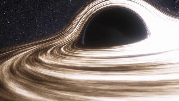 超大质量黑洞的动画黑洞视界上物质的吸积盘在事件视界上空间、光和时间被强烈的引力所扭曲