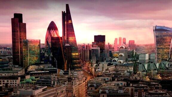 日落时分伦敦商业咏叹调景伦敦金融城欧洲领先的金融中心