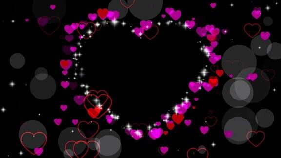 情人节动画框架的心覆盖在视频问候爱的心的框架节日镶边装饰心散糕为情人节文本无缝循环