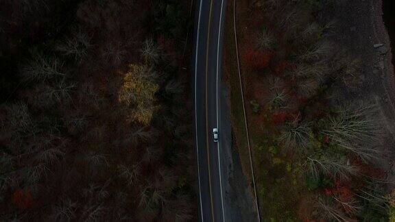 秋天的道路鸟瞰图