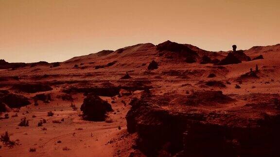 奇特的火星景观在锈橙色阴影火星表面沙漠悬崖沙子陌生的风景红色的火星