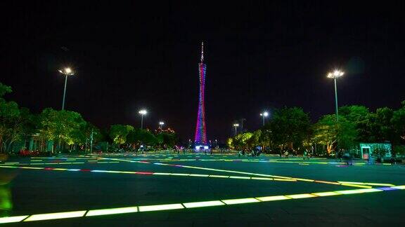 夜光广州大剧院喷泉全景4k时间流逝中国