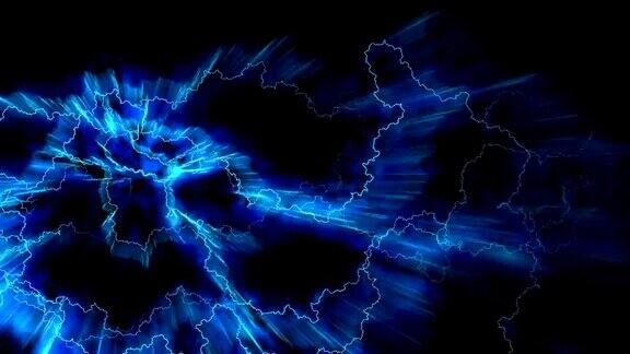 电力的爆裂声电弧的抽象背景现实的闪电电场和磁场无缝循环蓝色的