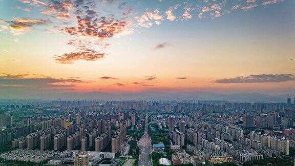 现代城市景观日落上海中国