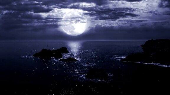 满月夜海景