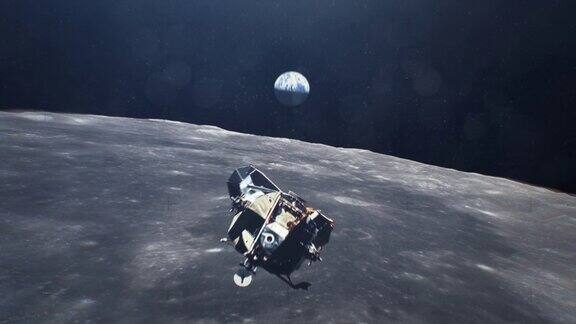 阿波罗在地球背景下飞越月球