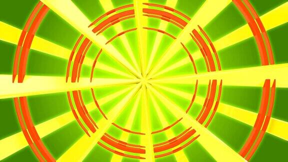 3d射线在绿色和黄色背景循环