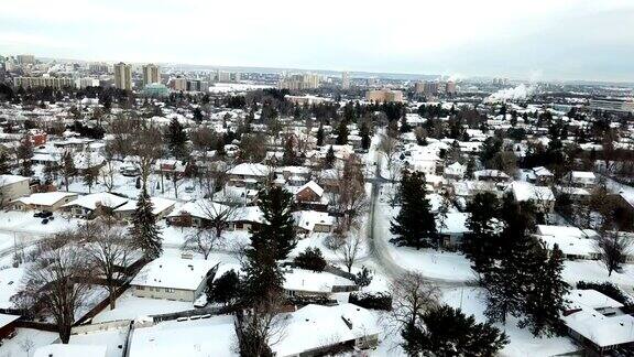鸟瞰多伦多城市的冬季景色