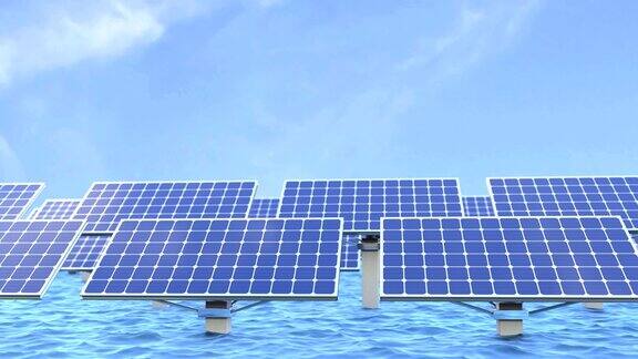海洋太阳能板太阳能板绿色替代能源概念