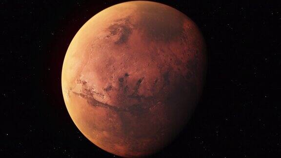 在外层空间飞过火星表面的红色星球副本的空间在外层空间旋转的火星行星火星去太空中的红色星球火星旅行这段视频由美国宇航局提供股票视频