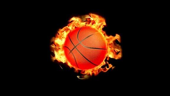 可循环篮球在火的背景
