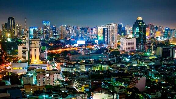 夜间城市景观全景间隔拍摄