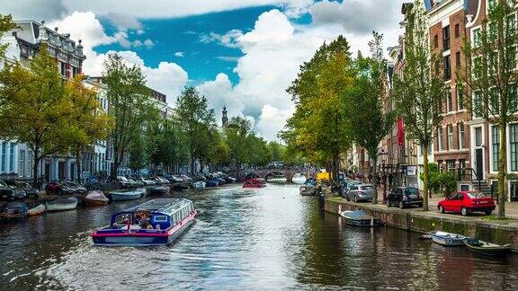 阿姆斯特丹运河的城市景观风景