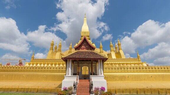 老挝万象时间流逝4K城市时间流逝WatPhraThatLuangGoldenPagoda