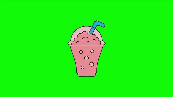 奶昔运动图形绿色屏幕动画饮料主题的视频