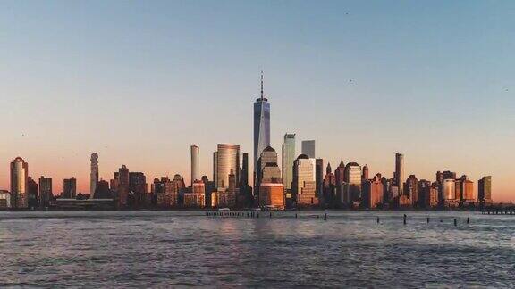 日落时分的曼哈顿纽约