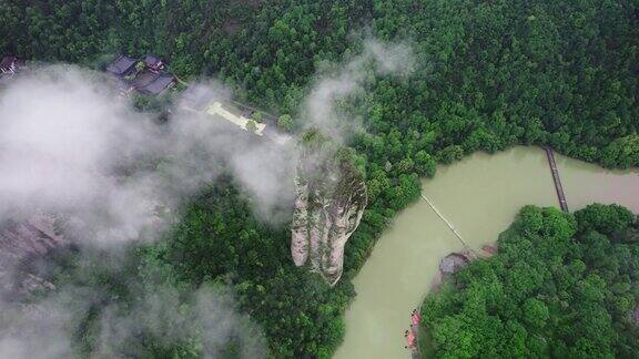 航拍浙江丽水缙云仙都景区自然风光