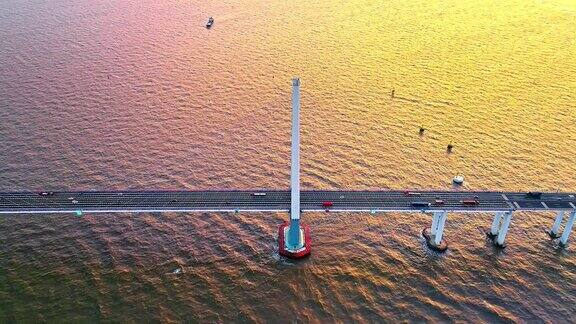 杭州湾大桥夕阳美景