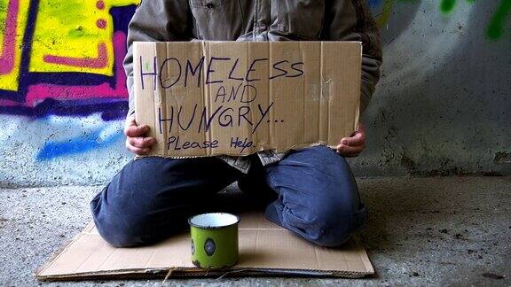 高清多莉:无家可归的人在地下通道乞讨