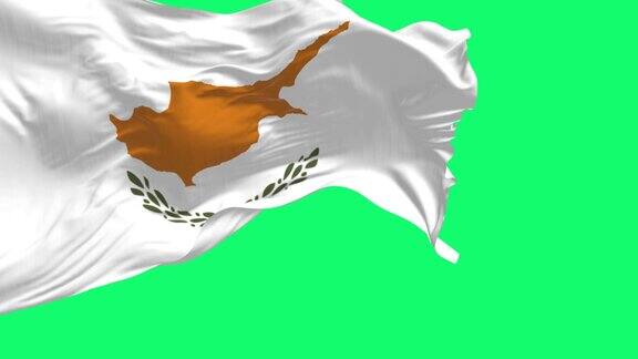 塞浦路斯国旗在绿色背景上孤立地挥舞着