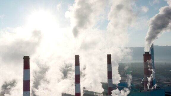 鸟瞰图化工厂发电厂空气污染煤
