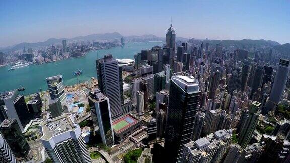 美丽晴朗的天空香港城市航拍