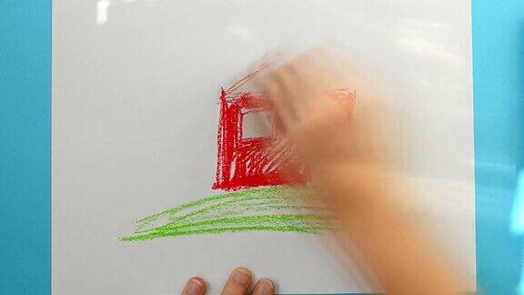 我们画的房子这个孩子画了这幅画加速视频