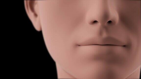 3D动画脸部特写修复皮肤污垢去除效果深层清洁皮肤皮肤毛孔痤疮清洗皮肤毛孔清洁透明背景