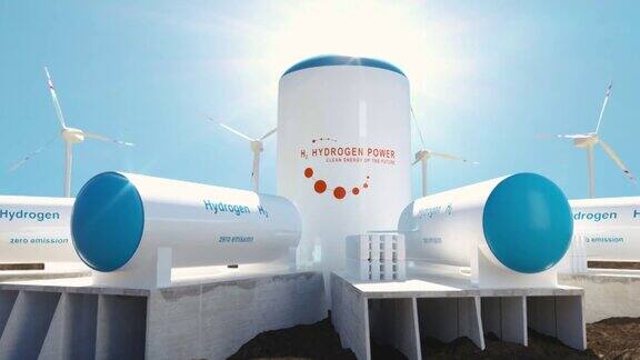 可再生氢能源生产用于清洁电力、太阳能和风力涡轮机设施的氢气