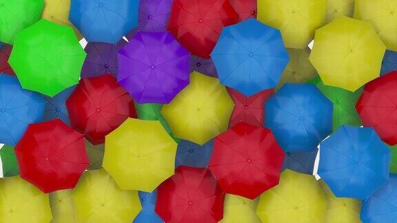 伞的五彩背景与许多彩色伞的3d渲染