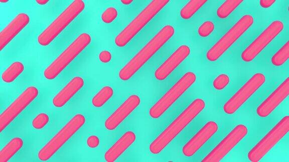 几何移动的粉红色形状抽象的绿色背景在极简主义条纹图案的背景运动设计线条模式用于宣传和展示3d无缝循环动画4K