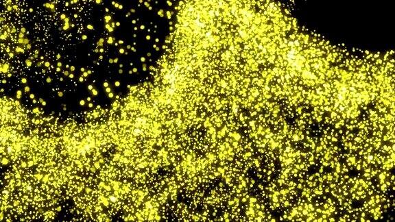 循环粒子-黄点闪烁星抽象光运动背景