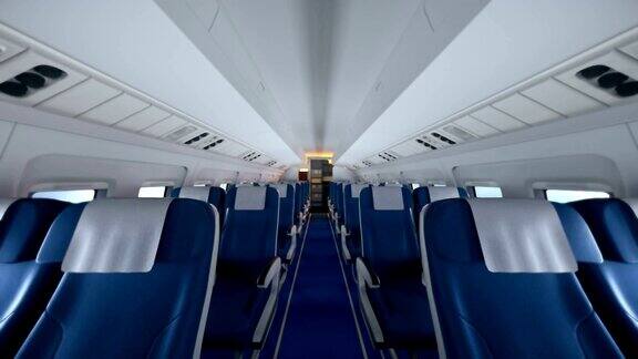 现代飞机的内饰座位上有乘客现代飞机内部的空座位