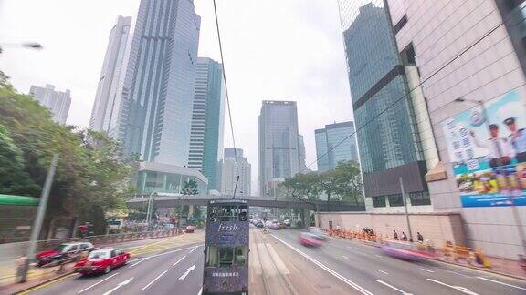 白天轻轨电车公路旅行从香港城市4k时间间隔
