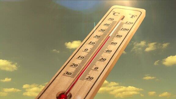 显示空气温度的木材温度计