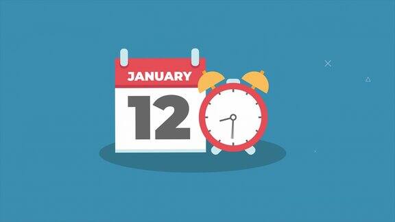 1月12日日期概念模板日历页动画
