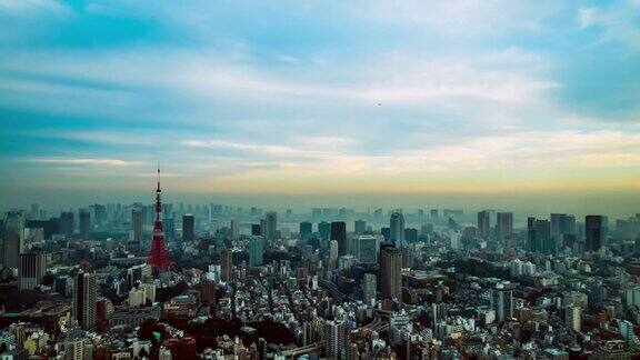 4k延时:鸟瞰图东京塔日本