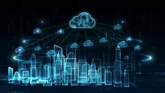 数字城市、数字网络、数字数据网络云计算连接概念