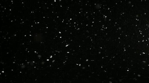 暴风雨的天气雪花小雪花孤立在黑色的背景真实的镜头光晕很容易使用混合叠加模式