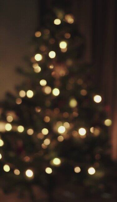 垂直散焦镜头闪烁的圣诞树