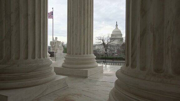从华盛顿最高法院台阶眺望美国国会大厦