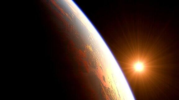 地球上的日出从太空看地球3d动画