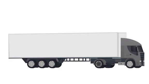 带拖车的卡车一个集装箱卡车的动画卡通