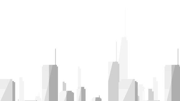2D动画黑白可循环的市中心